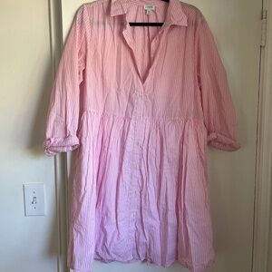 J. Crew Pink & White Pinstripe Dress
